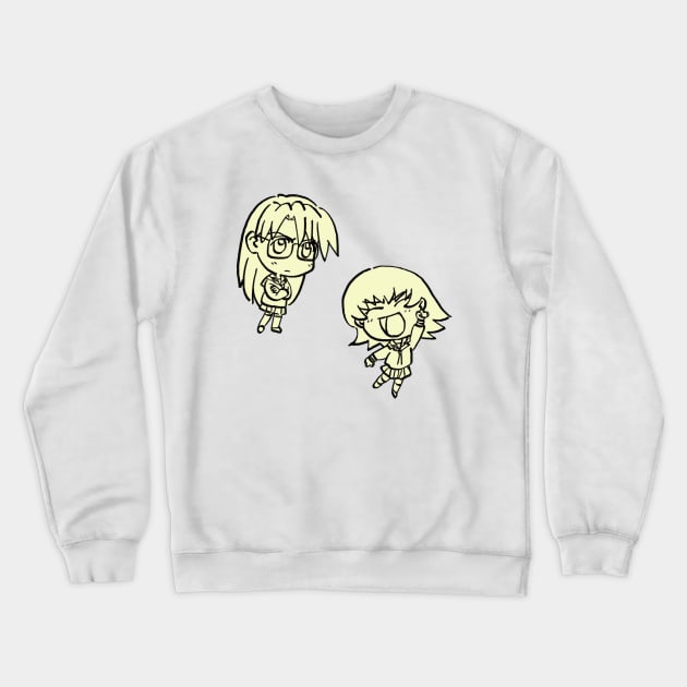 I draw chibi yomi and tomo / azumanga daioh Crewneck Sweatshirt by mudwizard